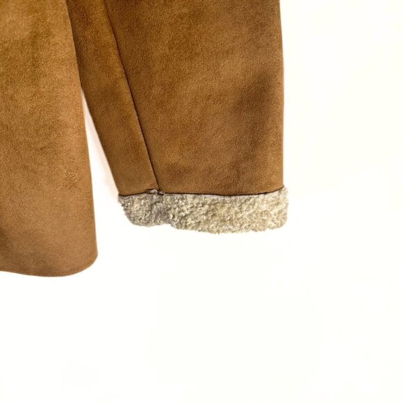 Talbots Women’s Faux Suede Teddy Lined Coat Size Medium Petite Brown - Picture 3 of 7
